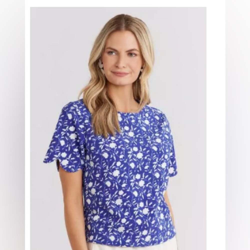 Dudley Stephens Camden Top in Terry Fleece (Blue Floral)
